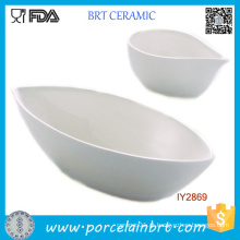 Conjunto de 2 Mini Boat Shaped Salad Bowl Cerâmica Branca